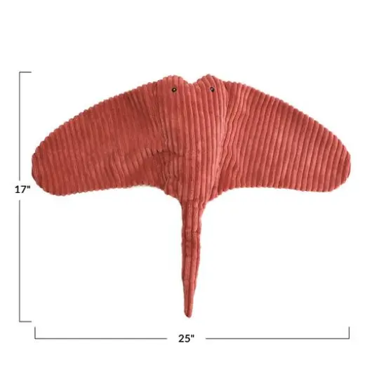 Hello Honey&reg; 25" Rust Plush Corduroy Manta Ray {6}