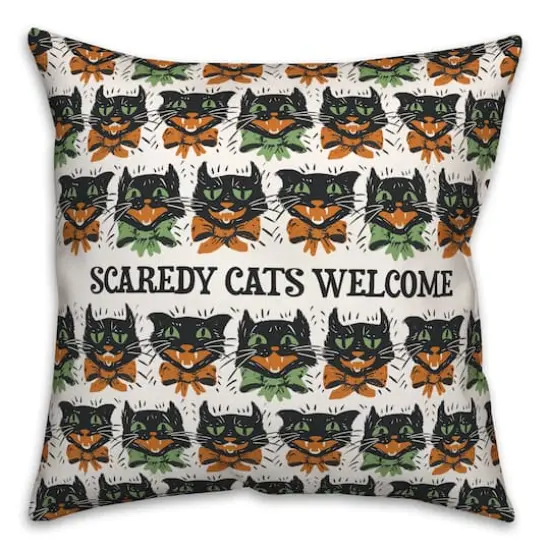 Scaredy Cats Pattern Spun Poly Throw Pillow {1}