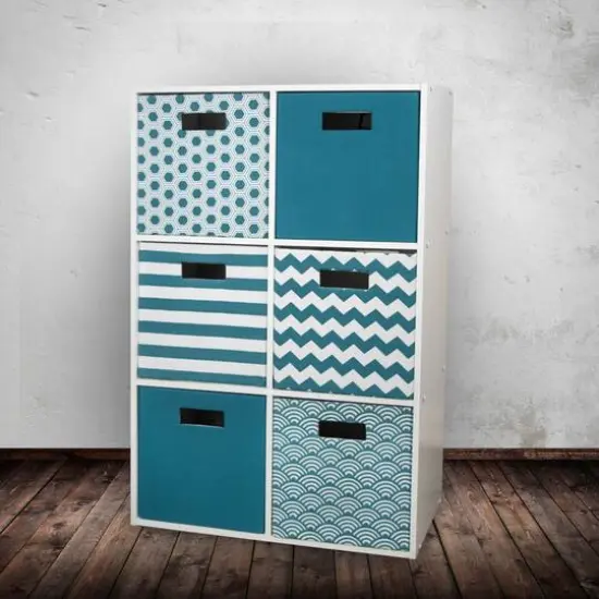 DII&reg; Striped Square Storage Cube Teal {6}