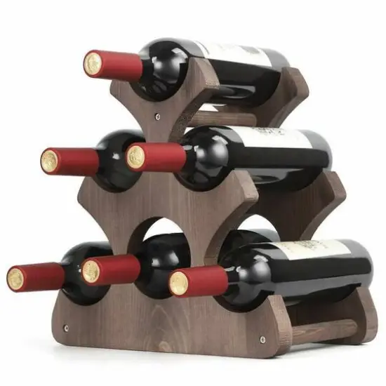 NEX&trade; 16" Countertop 6-Bottle Wood Wine Rack Rustic Gray {2}