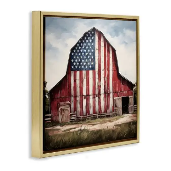 Stupell Industries Americana Barn View Floater Framed Art Gold {4}
