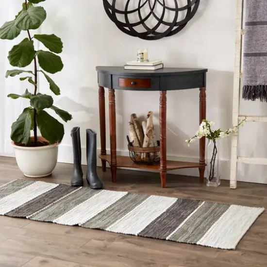 DII&reg; Color Block Cotton Chindi Rug, 2ft. x 3" x 6ft. Gray {5}