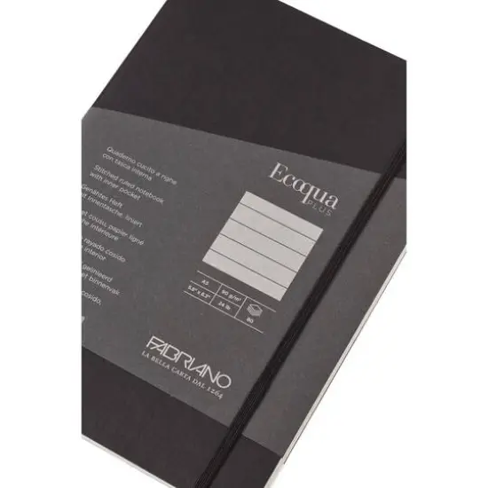 Fabrian&reg; EcoQua Plus A5 Lined Stitch-Bound Notebook Black {7}