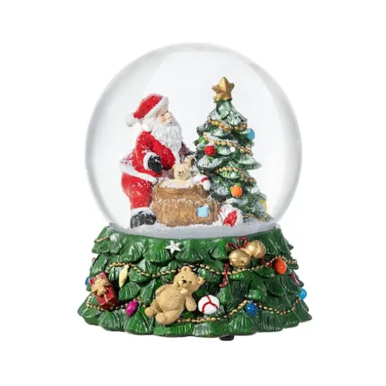 Glitzhome&reg; 150mm Christmas Resin Lighted Musical Snowflakes Santa Waterglobe {1}