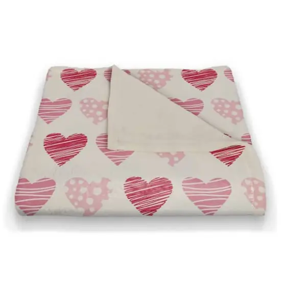Tri Hearts Coral Fleece Throw Blanket {3}