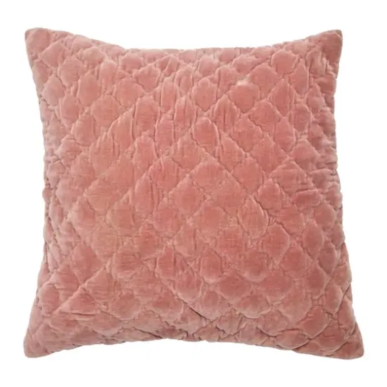 Hello Honey® 20'' Pink Square Quilted Velvet Pillow Cover {1}
