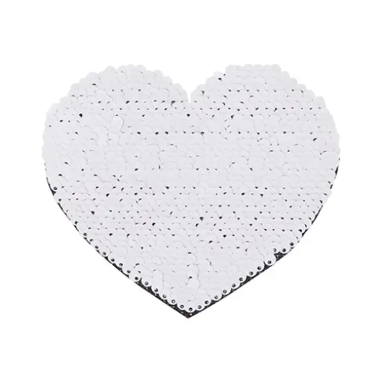Craft Express Sublimation Heart Shaped Sequin Patches, 2ct. Champagne/White {4}
