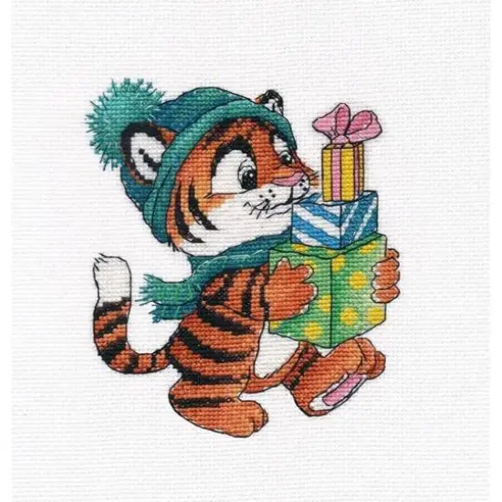 Oven Tiger With Gifts Cross Stitch Kit {1}