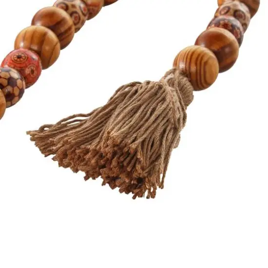 5ft. Brown Wood Handmade Long Beaded Garland with Tassel with Bohemian Patterns {5}