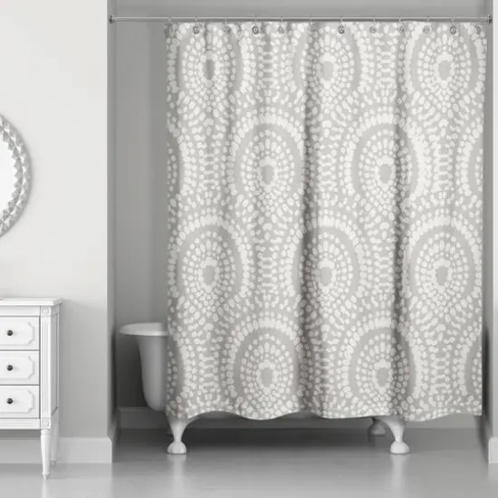 Fan Pattern Shower Curtain Taupe {1}