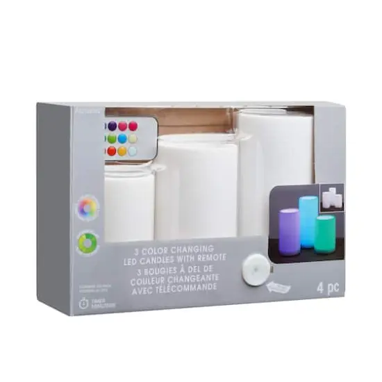 Color Changing 3 Piece Outdoor LED Pillar Candle Set with Remote by Ashland&reg; {4}