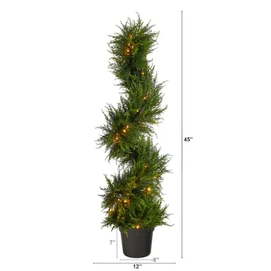 3.75ft. Pre-Lit Spiral Cypress Artificial Potted Tree, Clear LED Lights {3}