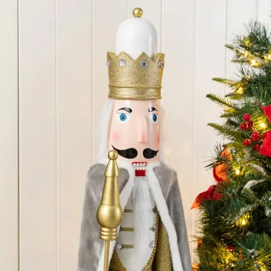 Glitzhome® 42"H Wooden Christmas Gold Dressed King Nutcracker {4}