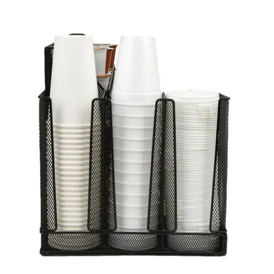 Mind Reader Black 14-Compartment 3-Tier Metal Mesh Large Breakroom Condiment Organizer {6}
