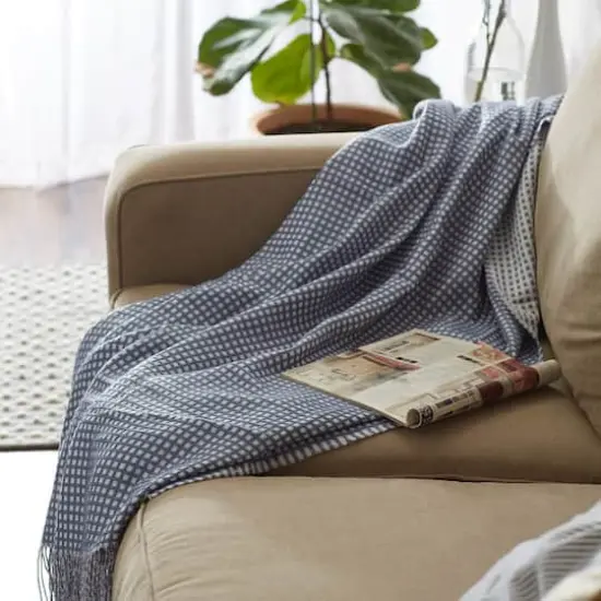 DII&reg; Stonewash Blue & White Waffle Knit Throw {5}