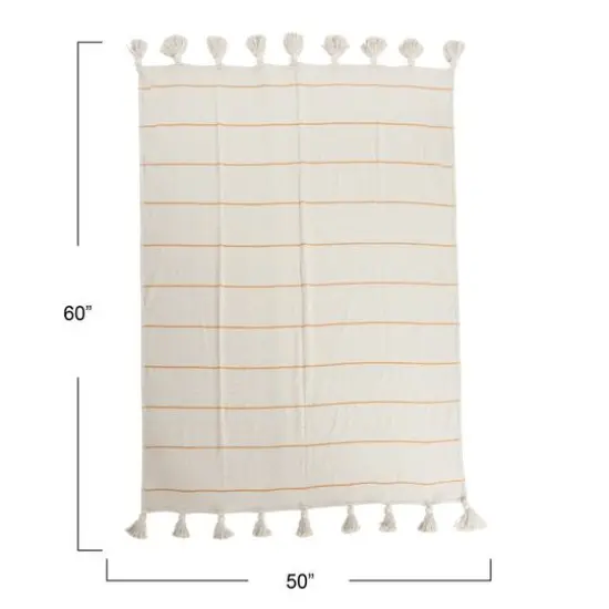 Hello Honey® Striped Cotton Throw Blanket with Tassels Cream {5}