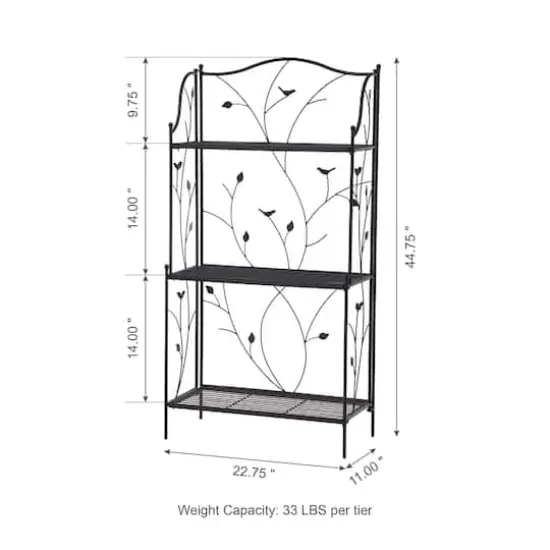 Glitzhome&reg; 3-Tier Black Metal Plant Stand {5}