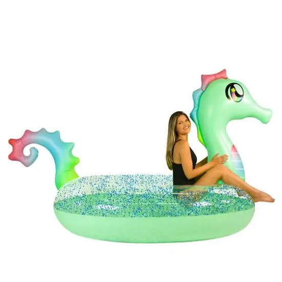 PoolCandy Glitterfied&reg; Gigantic Seahorse Pool Raft {1}