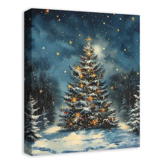 Decorated Forest Tree 16" x 20" Canvas Wall Art {3}