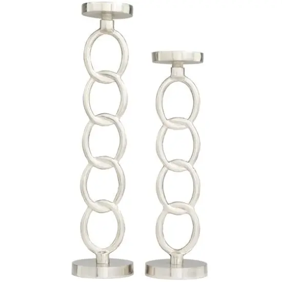 Silver Metal Geometric Candle Holder Set {6}