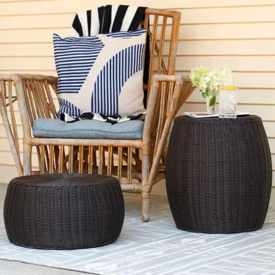 Household Essentials 9" Woven Storage Ottoman Brown {5}