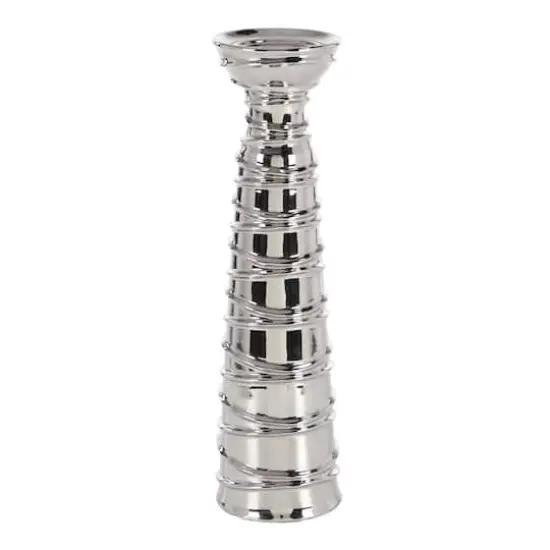 Silver Ceramic Contemporary Candle Holder Set {4}