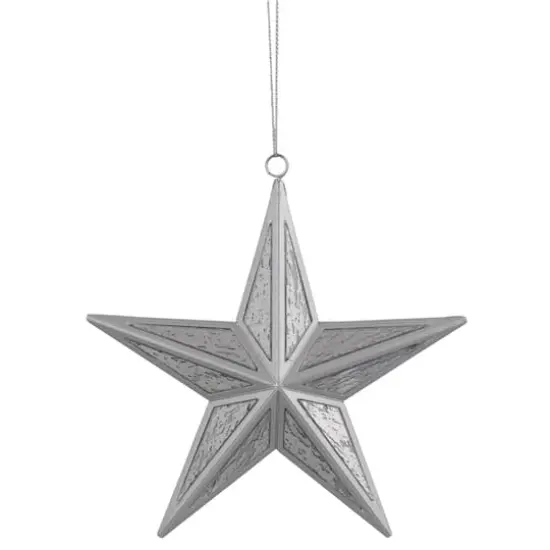 5.75" Silver Crackle Mirror Star Ornament {4}