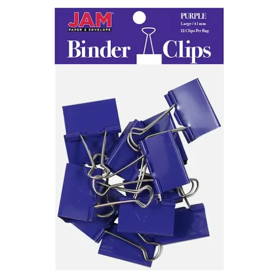 JAM Paper 1.5" Binder Clips, 12ct. Purple {1}