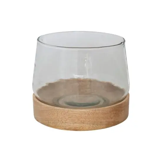 Hello Honey&reg; Glass Hurricane/Vase with Mango Wood Base {2}