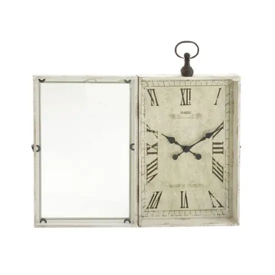 34" White Vintage Wood Wall Clock {3}