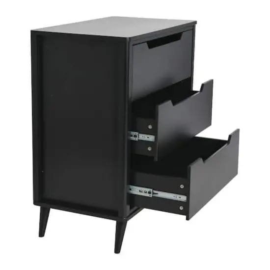 Hello Honey&reg; 37.5" Yume Mid Century Modern Solid Wood 3-Drawer Dresser Chest Black Stain Finish {4}