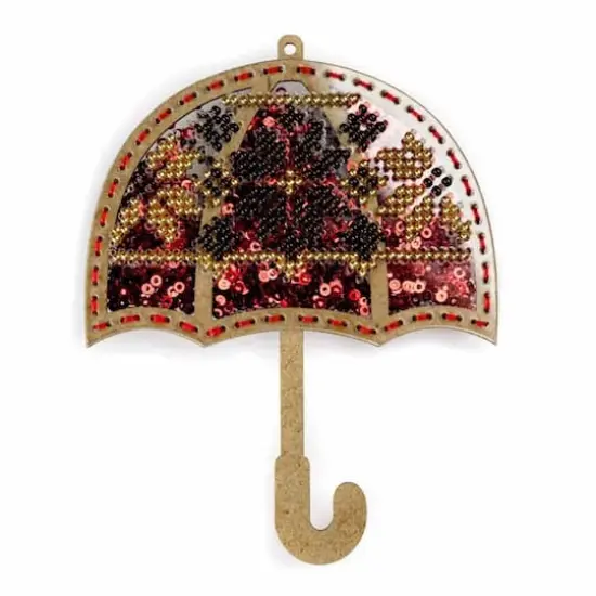 Wonderland Crafts Red Umbrella Christmas Ornament Bead Embroidery Kit {6}