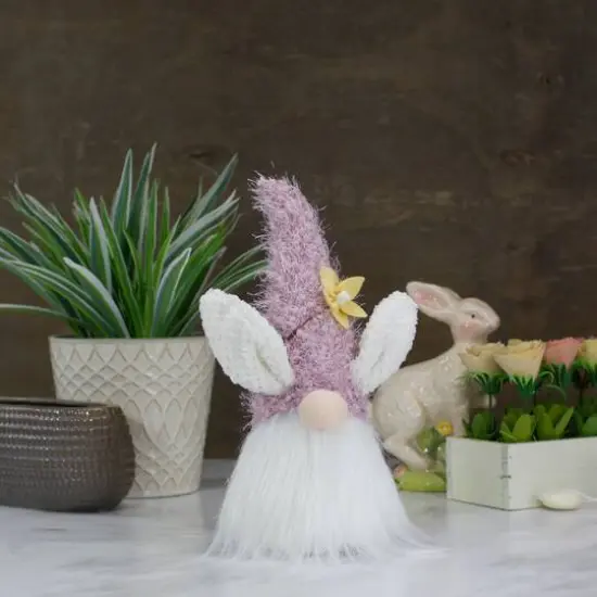 12" Purple & White Easter Bunny Gnome Head Figure {3}