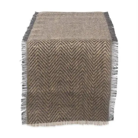 DII&reg; 72" Mineral Chevron Burlap Table Runner Chevron Gray {1}