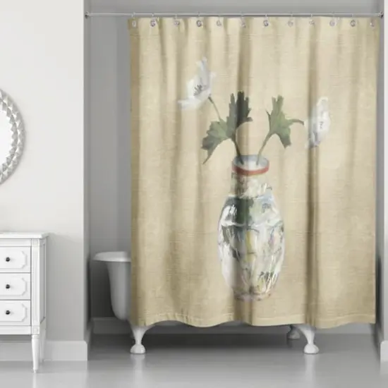 Colorful Vase with White Florals 71" x 74" Shower Curtain {1}