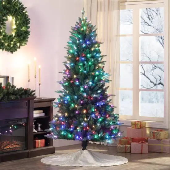 6.5ft. Pre-Lit Alexa Enabled Mountain Fir Artificial Christmas Tree, Multicolor LED Lights {3}