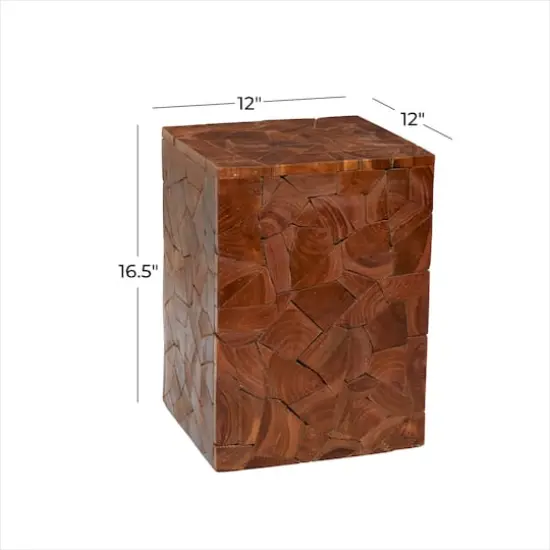 Brown Teak Wood Contemporary Accent Table 16" x 12" x 12" {7}