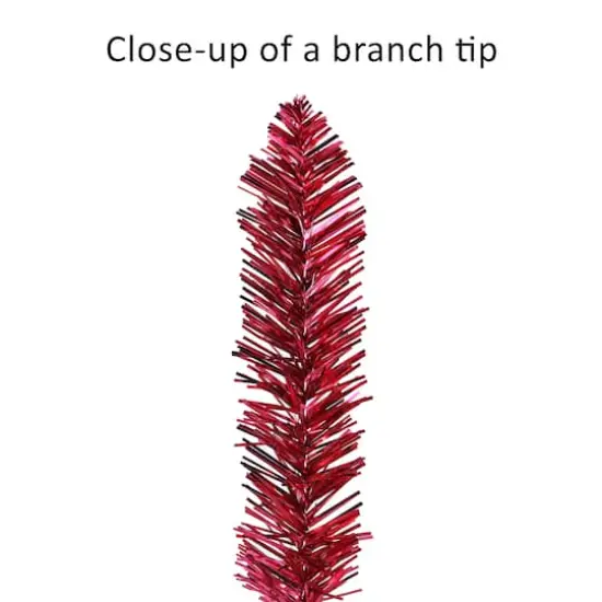 6ft. Pre-Lit Red Tinsel Artificial Tree, Clear Lights {7}