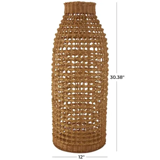 30.5" Brown Open Frame Woven Rattan Vase {5}