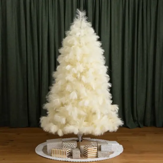 6ft. Unlit Off-White Pampas Grass Artificial Christmas Tree {18}