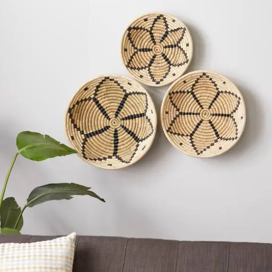 Set of 3 Brown Wood Boho Style Wall Decor 20", 18", 15" {10}