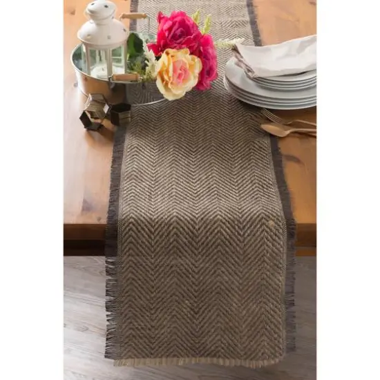 DII&reg; 72" Mineral Chevron Burlap Table Runner Chevron Gray {5}