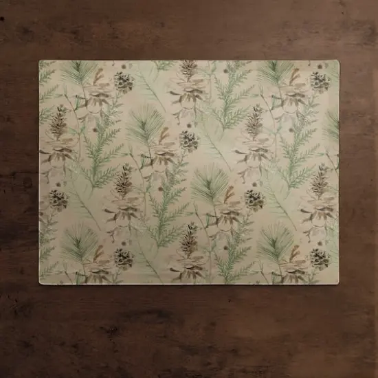 Pine Cones & Greenery on Brown Cotton Twill Placemat {3}