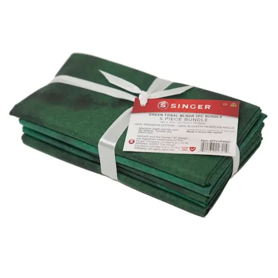 SINGER Christmas Green Tonal Blender Cotton Fabric Fat Quarter Bundle {1}