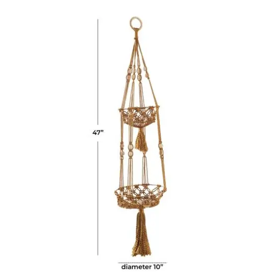 47" Brown Fabric Handmade Hanging Macrame Wall Planter {7}