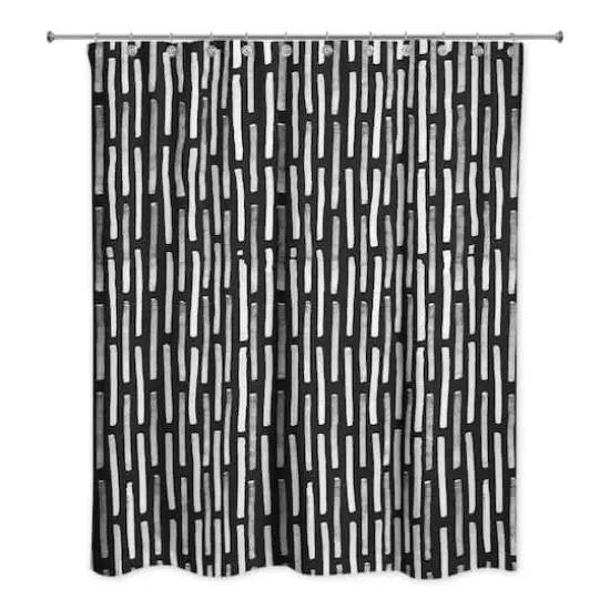 74" Hand Drawn Lines Shower Curtain Black and White {1}