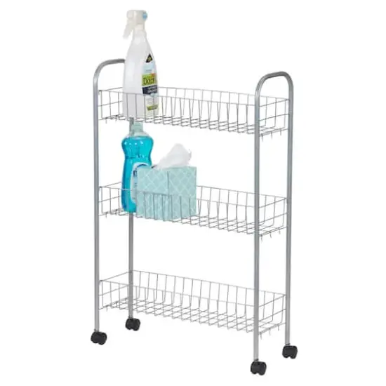 Household Essentials 30" Slim 3-Shelf Storage & Utility Cart Silver {6}