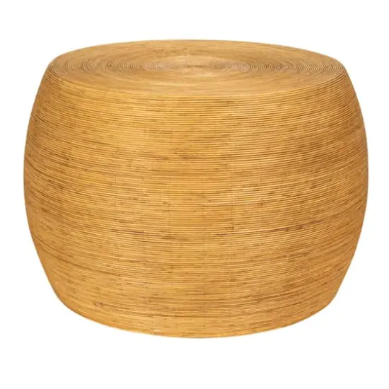 Hello Honey&reg; 18" Natural Wide Rattan Round Accent Table {1}
