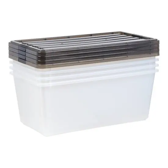 Iris® 91qt. Clear View Plastic Storage Bins with Gray Latching Buckle Lids, 4ct. {6}