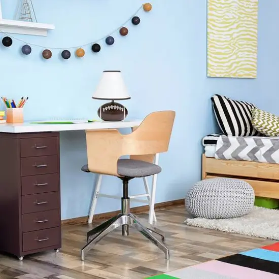 Simple Designs&trade; 11.5" Football Base Table Lamp with White Shade Brown Trim {7}